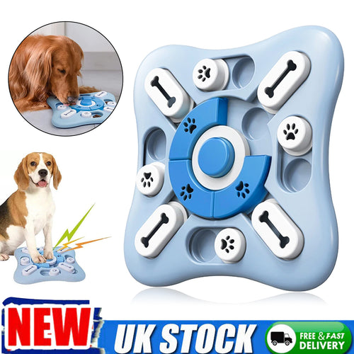 Dog interactive puzzle IQ toy blue - dog solving treat puzzle