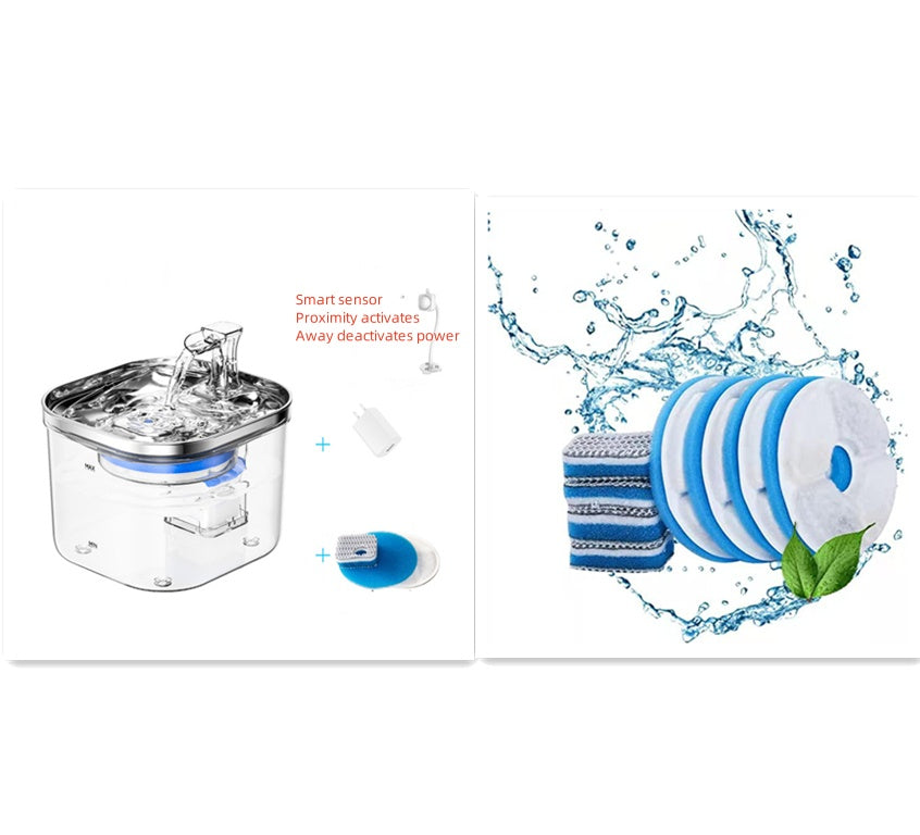 Stainless Steel Pet Water Fountain – Automatic Circulation Dispenser for Cats & Dogs – 11 | EcoPaws UK