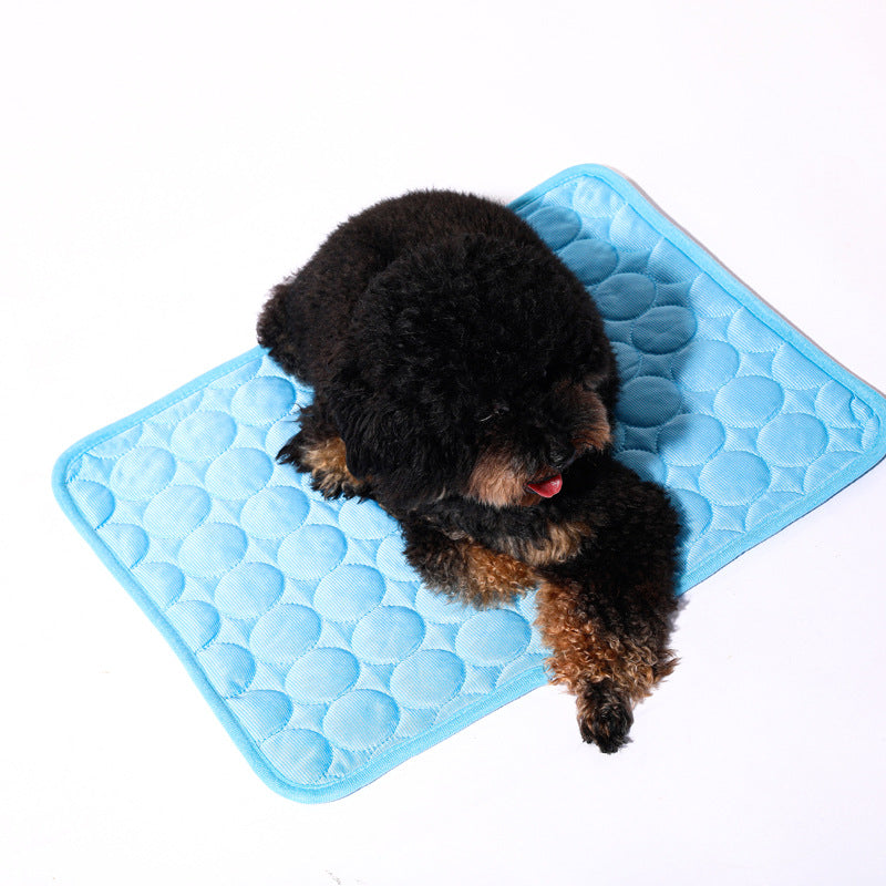 EcoPaws Ice Silk Cooling Mat for Dogs and Cats - Blue