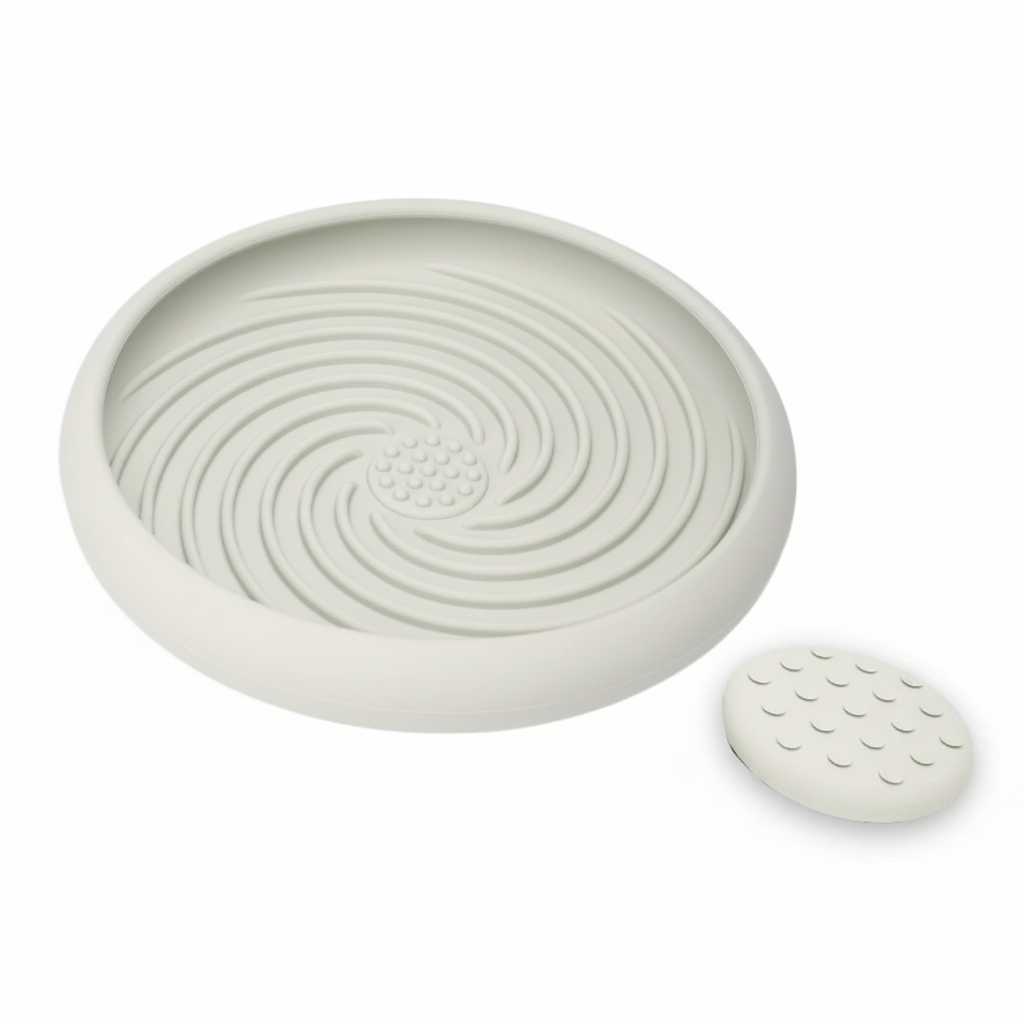 EcoPaws Silicone Lick Mat — Swirl Bowl Powder Green with Suction Cup